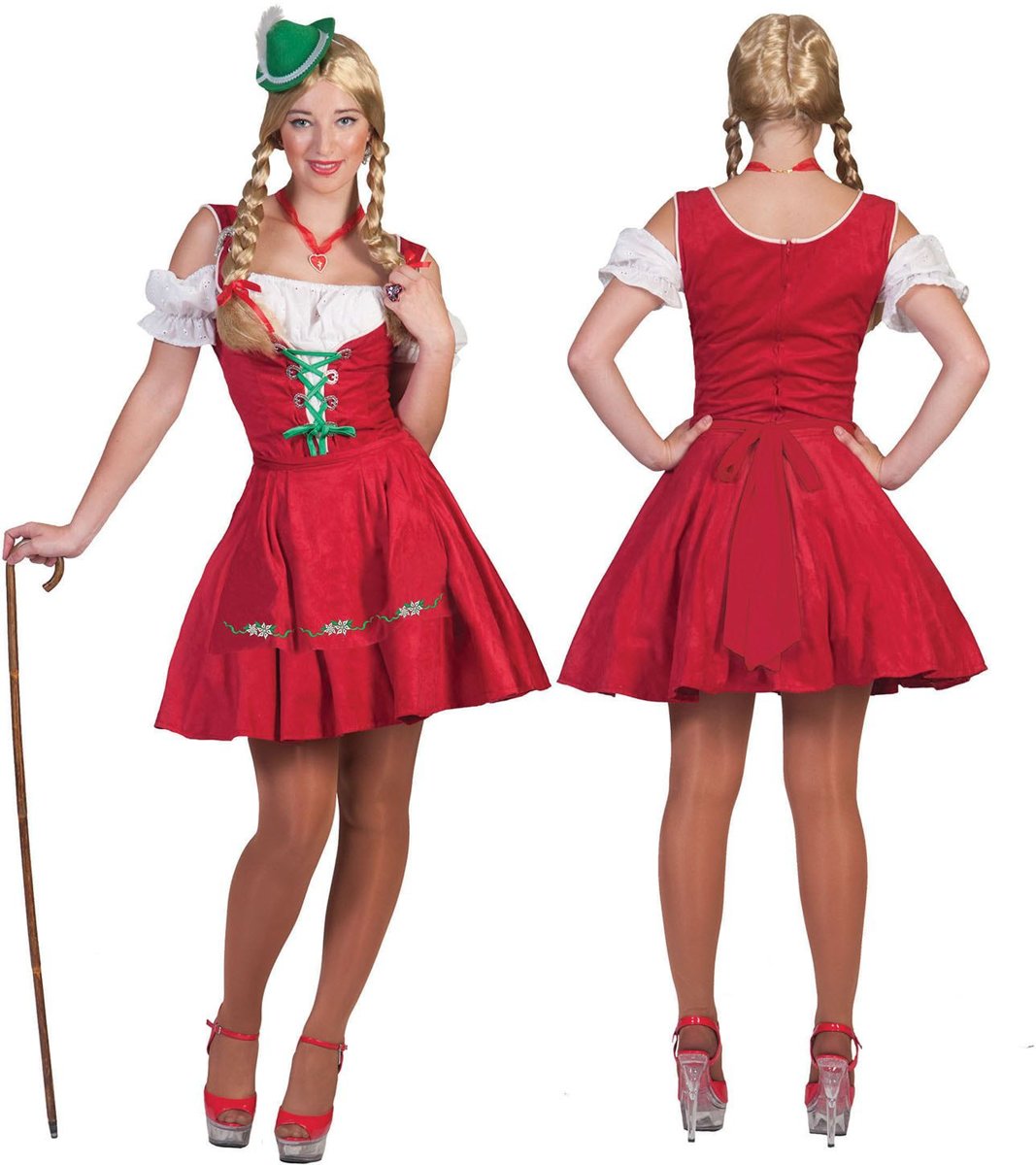 Boeren Tirol & Oktoberfest Kostuum | Rotes Raum Dirndl | Vrouw | Maat 32-34 | Bierfeest | Verkleedkleding